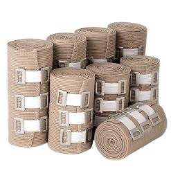 8 Pcs Elastic Compression Bandage Wrap with Extra Clips