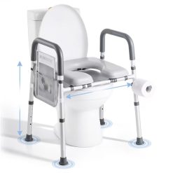 Adjustable Raised Toilet Seat with Padded Cushion